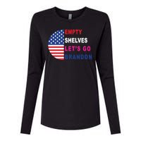 Lets Go Brandon Meme Empty Shelves Half Circle Flag Womens Cotton Relaxed Long Sleeve T-Shirt