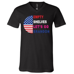 Lets Go Brandon Meme Empty Shelves Half Circle Flag V-Neck T-Shirt