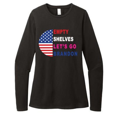 Lets Go Brandon Meme Empty Shelves Half Circle Flag Womens CVC Long Sleeve Shirt