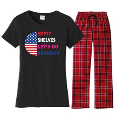 Lets Go Brandon Meme Empty Shelves Half Circle Flag Women's Flannel Pajama Set