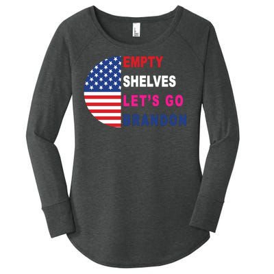 Lets Go Brandon Meme Empty Shelves Half Circle Flag Women's Perfect Tri Tunic Long Sleeve Shirt