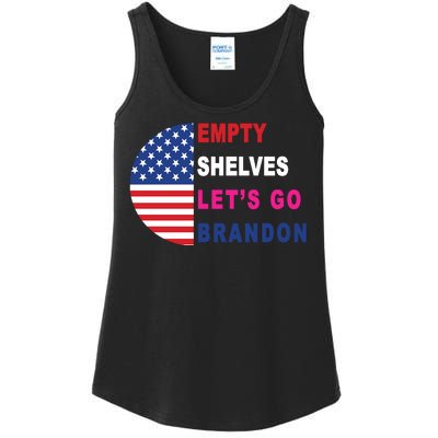 Lets Go Brandon Meme Empty Shelves Half Circle Flag Ladies Essential Tank