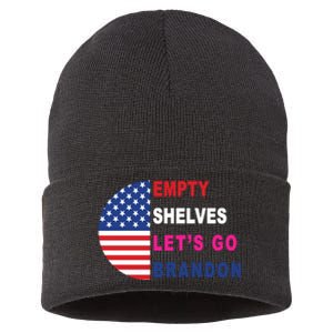 Lets Go Brandon Meme Empty Shelves Half Circle Flag Sustainable Knit Beanie