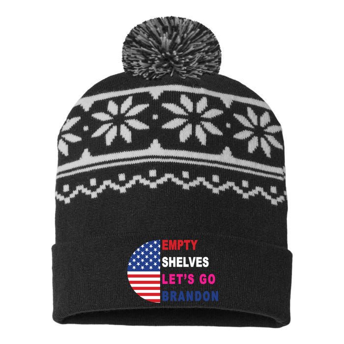 Lets Go Brandon Meme Empty Shelves Half Circle Flag USA-Made Snowflake Beanie