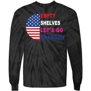 Lets Go Brandon Meme Empty Shelves Half Circle Flag Tie-Dye Long Sleeve Shirt