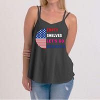 Lets Go Brandon Meme Empty Shelves Half Circle Flag Women's Strappy Tank