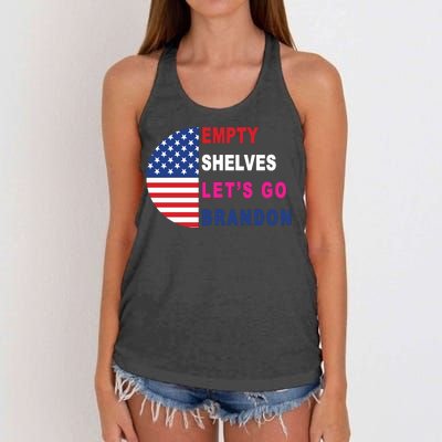 Lets Go Brandon Meme Empty Shelves Half Circle Flag Women's Knotted Racerback Tank