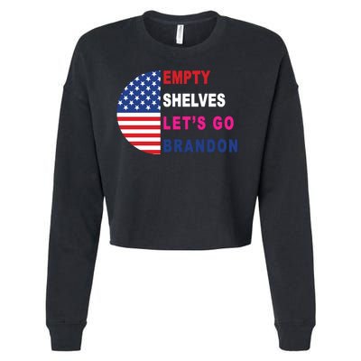 Lets Go Brandon Meme Empty Shelves Half Circle Flag Cropped Pullover Crew