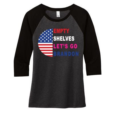 Lets Go Brandon Meme Empty Shelves Half Circle Flag Women's Tri-Blend 3/4-Sleeve Raglan Shirt