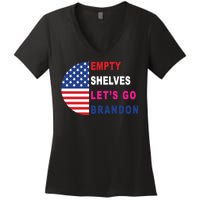 Lets Go Brandon Meme Empty Shelves Half Circle Flag Women's V-Neck T-Shirt