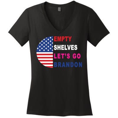 Lets Go Brandon Meme Empty Shelves Half Circle Flag Women's V-Neck T-Shirt