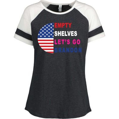 Lets Go Brandon Meme Empty Shelves Half Circle Flag Enza Ladies Jersey Colorblock Tee