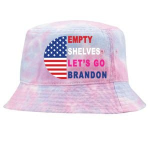 Lets Go Brandon Meme Empty Shelves Half Circle Flag Tie-Dyed Bucket Hat