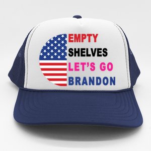 Lets Go Brandon Meme Empty Shelves Half Circle Flag Trucker Hat