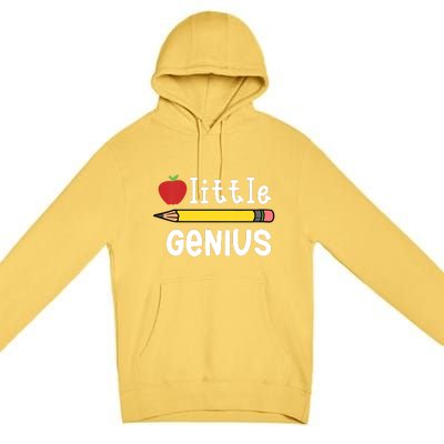 LITTLE GENIUS BACK TO SCHOOL WITH APPLE AND PENCIL Premium Pullover Hoodie