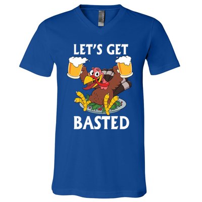 Lets Get Basted Beer Thanksgiving Turkey Gift V-Neck T-Shirt