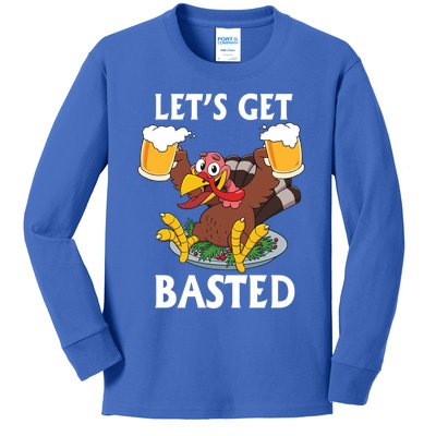 Lets Get Basted Beer Thanksgiving Turkey Gift Kids Long Sleeve Shirt