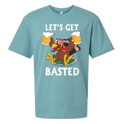 Lets Get Basted Beer Thanksgiving Turkey Gift Sueded Cloud Jersey T-Shirt