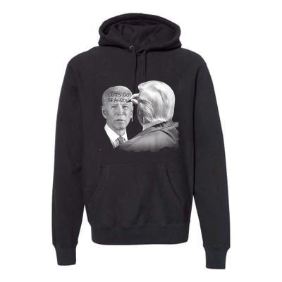 Let's Go Brandon Trump Writes On Biden's Forehead Premium Hoodie