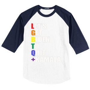 Let’s Get Biden To Quit + Kamala LGBTQ Baseball Sleeve Shirt