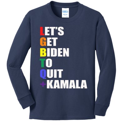 Let’s Get Biden To Quit + Kamala LGBTQ Kids Long Sleeve Shirt