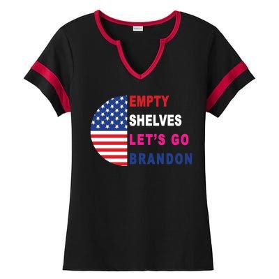 Lets Go Brandon Meme Classic American Flag Half Circle Ladies Halftime Notch Neck Tee