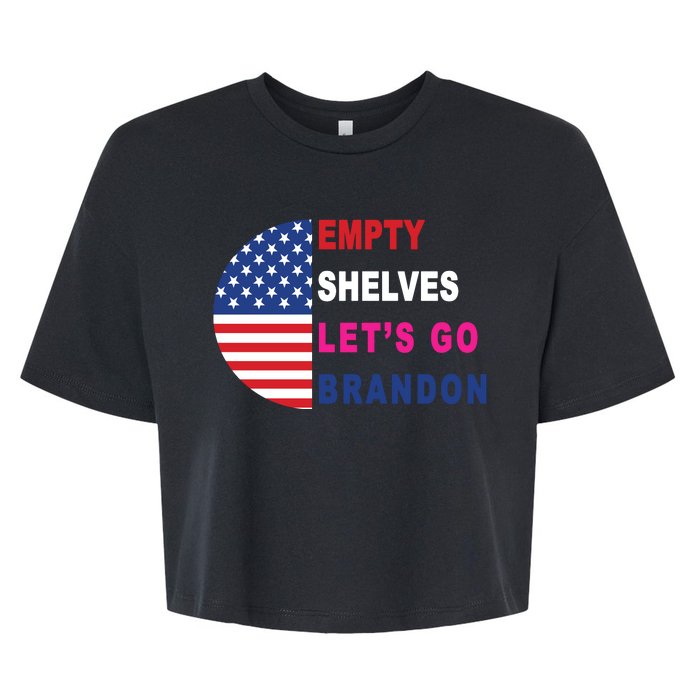 Lets Go Brandon Meme Classic American Flag Half Circle Bella+Canvas Jersey Crop Tee