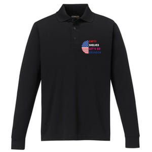 Lets Go Brandon Meme Classic American Flag Half Circle Performance Long Sleeve Polo