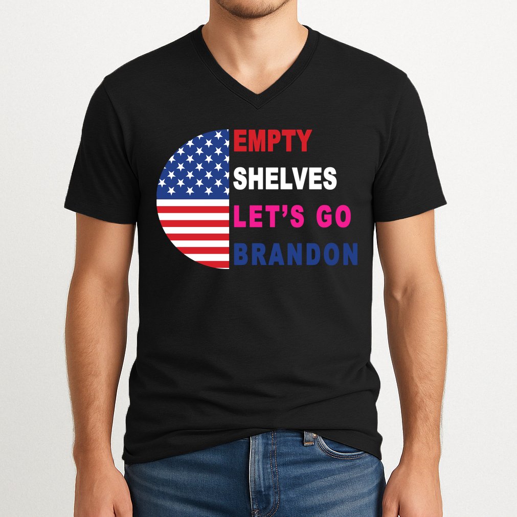 Lets Go Brandon Meme Classic American Flag Half Circle V-Neck T-Shirt