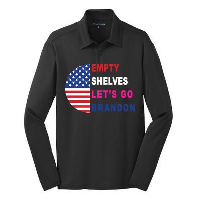 Lets Go Brandon Meme Classic American Flag Half Circle Silk Touch Performance Long Sleeve Polo