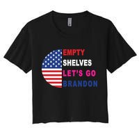 Lets Go Brandon Meme Classic American Flag Half Circle Women's Crop Top Tee
