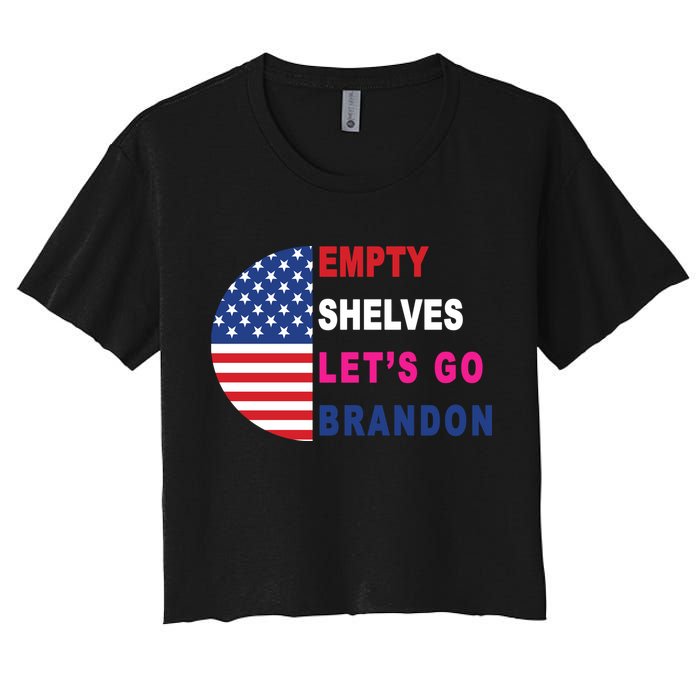 Lets Go Brandon Meme Classic American Flag Half Circle Women's Crop Top Tee