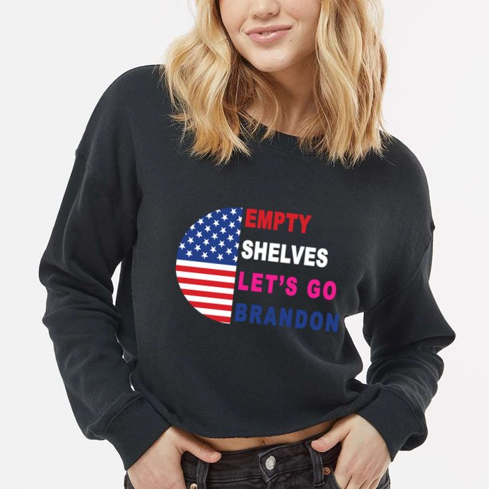 Lets Go Brandon Meme Classic American Flag Half Circle Cropped Pullover Crew