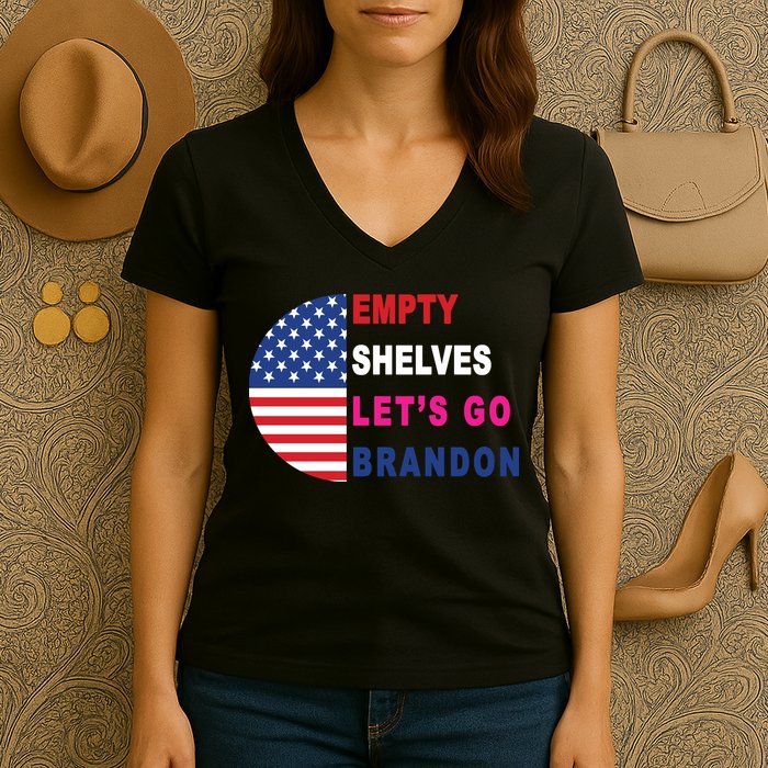 Lets Go Brandon Meme Classic American Flag Half Circle Women's V-Neck T-Shirt