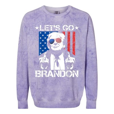 Let's Go Brandon Trump Middle Finger Flag Colorblast Crewneck Sweatshirt