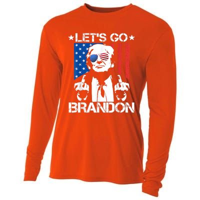 Let's Go Brandon Trump Middle Finger Flag Cooling Performance Long Sleeve Crew