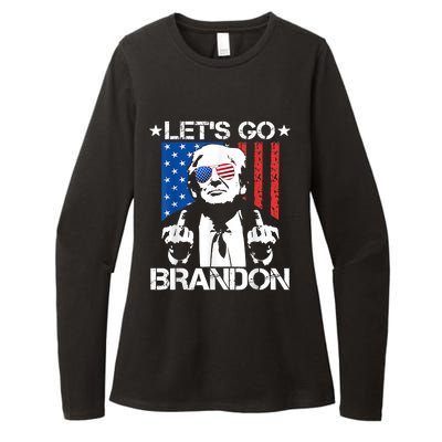 Let's Go Brandon Trump Middle Finger Flag Womens CVC Long Sleeve Shirt