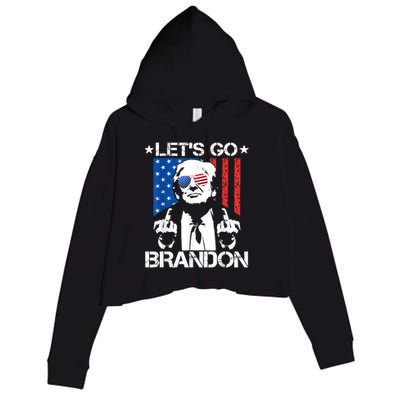 Let's Go Brandon Trump Middle Finger Flag Crop Fleece Hoodie