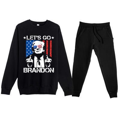 Let's Go Brandon Trump Middle Finger Flag Premium Crewneck Sweatsuit Set