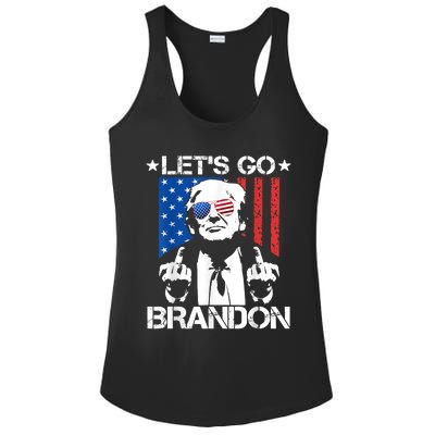 Let's Go Brandon Trump Middle Finger Flag Ladies PosiCharge Competitor Racerback Tank