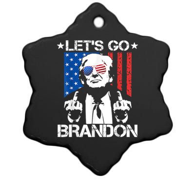 Let's Go Brandon Trump Middle Finger Flag Ceramic Star Ornament