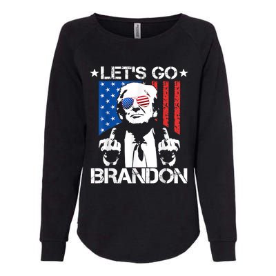 Let's Go Brandon Trump Middle Finger Flag Womens California Wash Sweatshirt