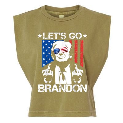 Let's Go Brandon Trump Middle Finger Flag Garment-Dyed Women's Muscle Tee