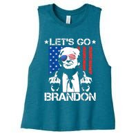 Let's Go Brandon Trump Middle Finger Flag Women's Racerback Cropped Tank