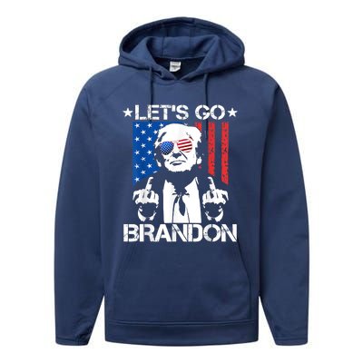 Let's Go Brandon Trump Middle Finger Flag Performance Fleece Hoodie