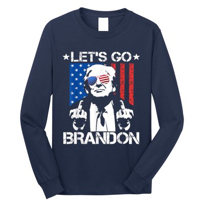 Let's Go Brandon Trump Middle Finger Flag Long Sleeve Shirt