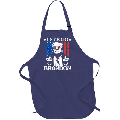 Let's Go Brandon Trump Middle Finger Flag Full-Length Apron With Pockets