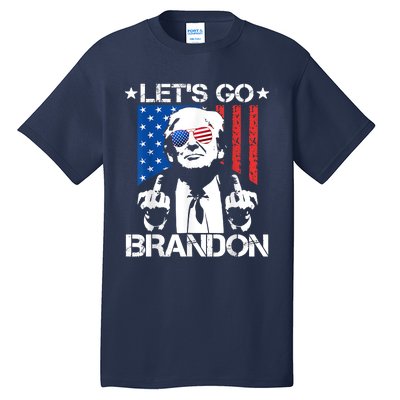 Let's Go Brandon Trump Middle Finger Flag Tall T-Shirt