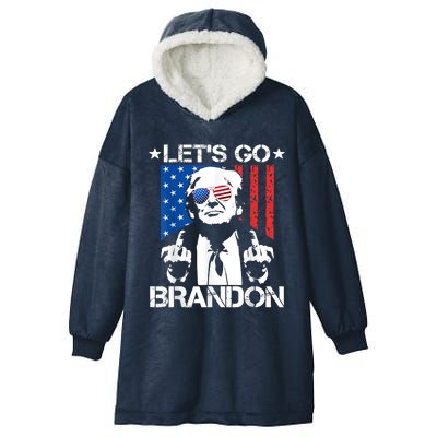 Let's Go Brandon Trump Middle Finger Flag Hooded Wearable Blanket