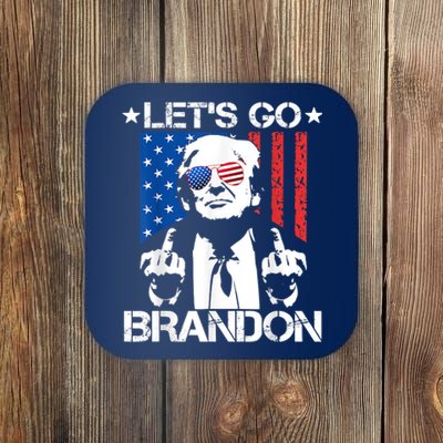 Let's Go Brandon Trump Middle Finger Flag Coaster